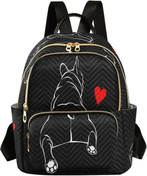 senya Fashion Backpack Mini Backpack Purse Casual Daily Backpack Heart Bulldog for Travel for College Work