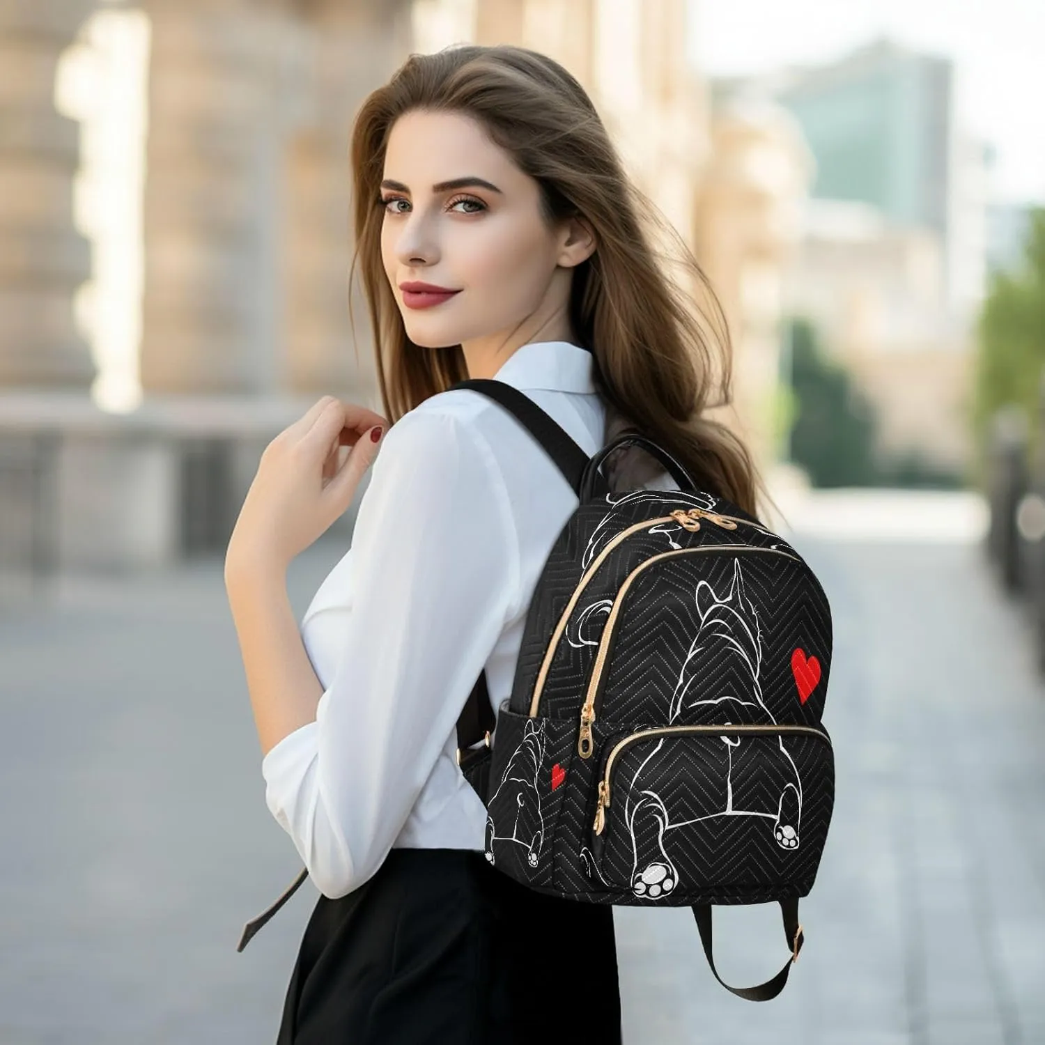 senya Fashion Backpack Mini Backpack Purse Casual Daily Backpack Heart Bulldog for Travel for College Work
