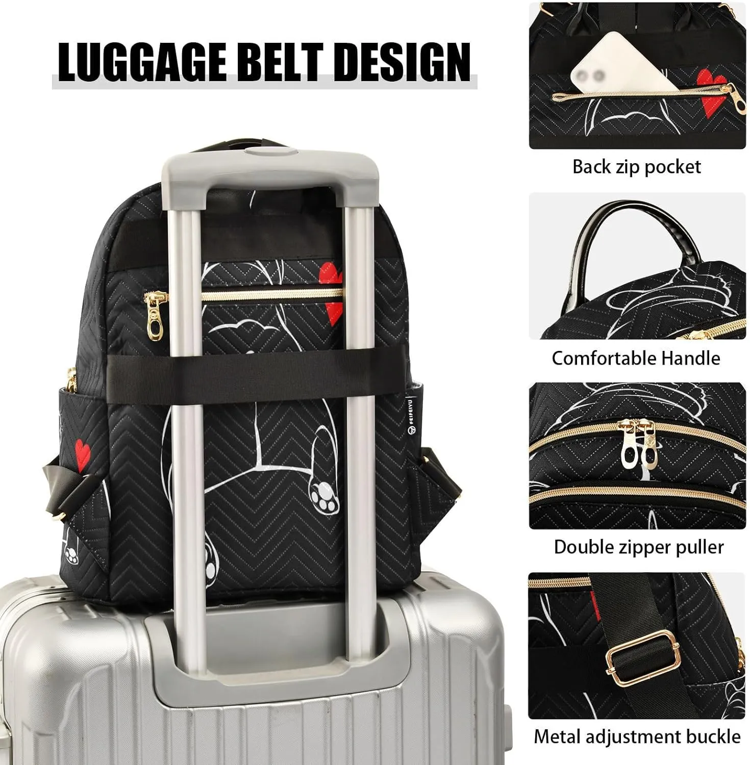 senya Fashion Backpack Mini Backpack Purse Casual Daily Backpack Heart Bulldog for Travel for College Work