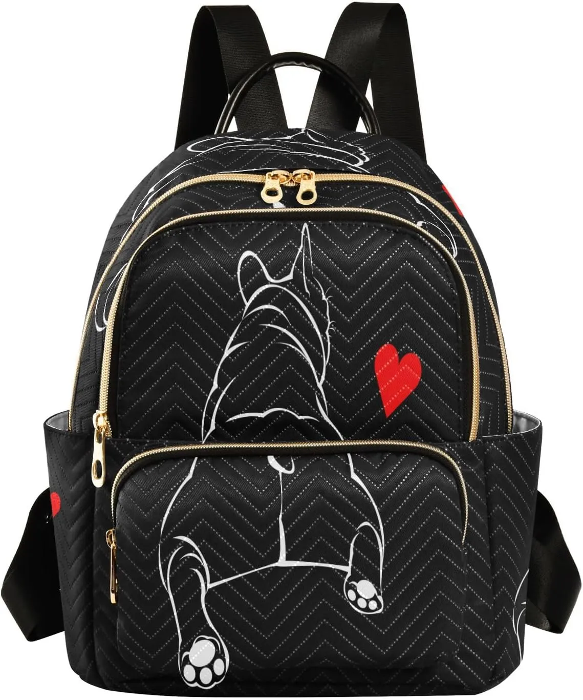 senya Fashion Backpack Mini Backpack Purse Casual Daily Backpack Heart Bulldog for Travel for College Work