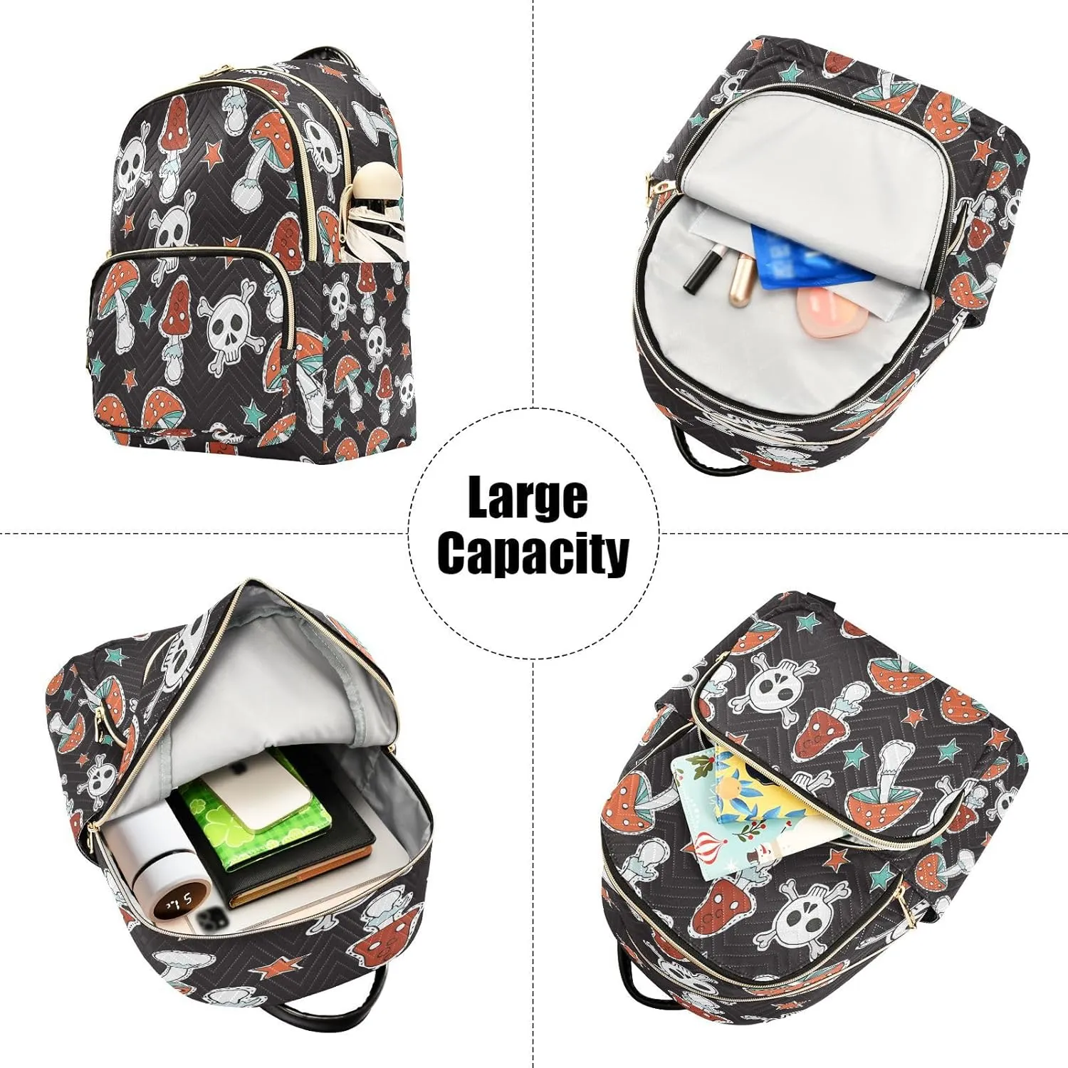 senya Fashion Backpack Mini Backpack Purse Casual Daily Backpack Mushroom Skull for Travel for College Work