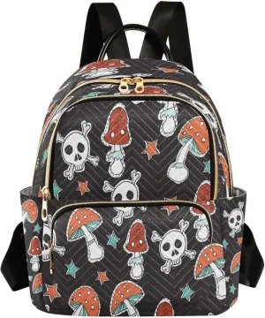 senya Fashion Backpack Mini Backpack Purse Casual Daily Backpack Mushroom Skull for Travel for College Work