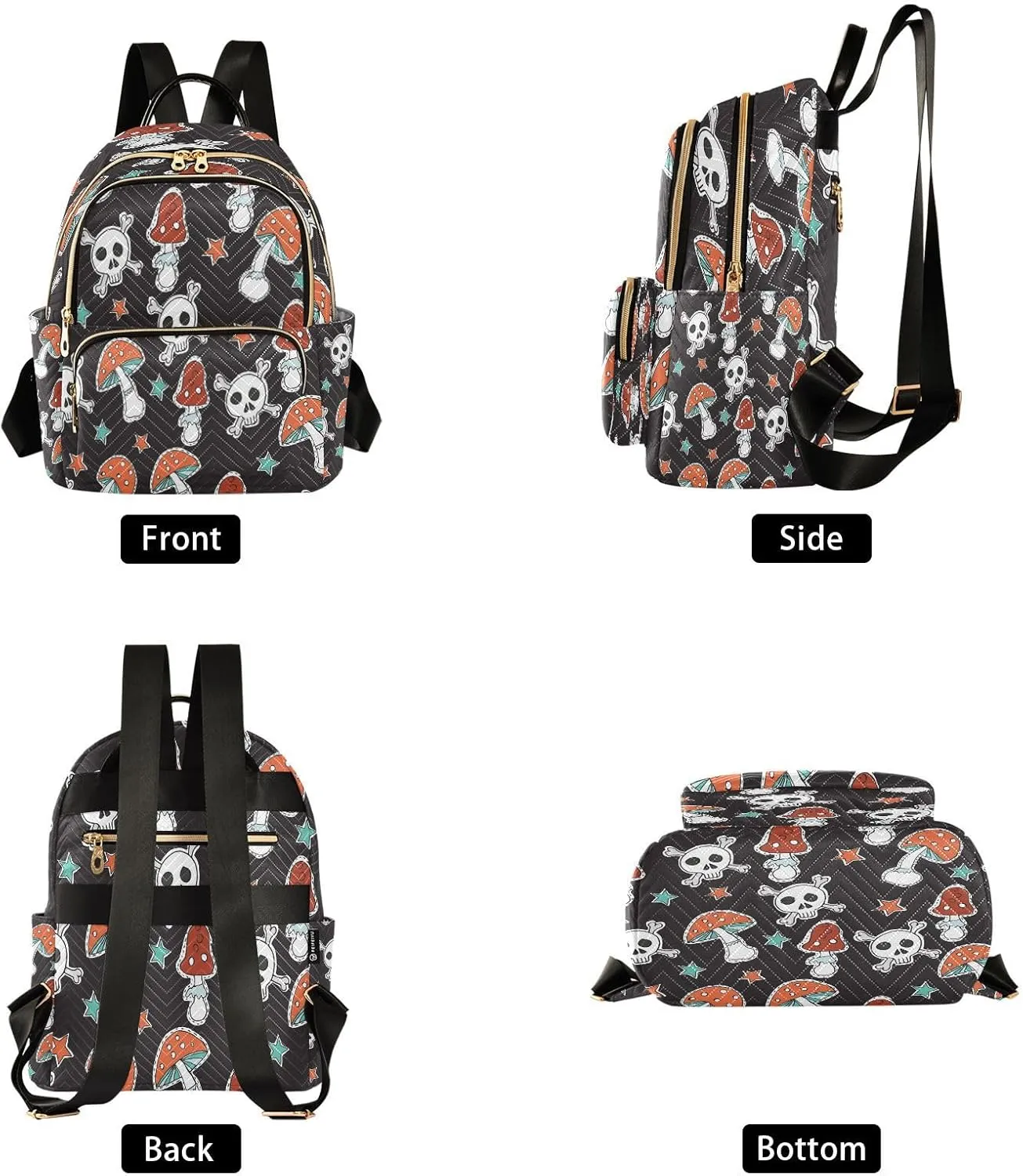 senya Fashion Backpack Mini Backpack Purse Casual Daily Backpack Mushroom Skull for Travel for College Work