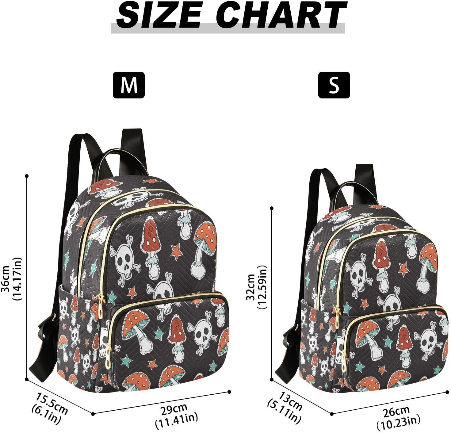 senya Fashion Backpack Mini Backpack Purse Casual Daily Backpack Mushroom Skull for Travel for College Work