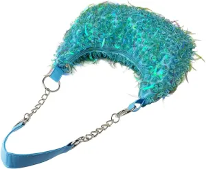 Sequin Bead Crescent Evening Bag for Women Shinny Clutch Purse Gorgeous Bar Disco Shoulder Bag Cocktail Prom Handbag