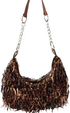 Sequin Bead Crescent Evening Bag for Women Shinny Clutch Purse Gorgeous Bar Disco Shoulder Bag Cocktail Prom Handbag