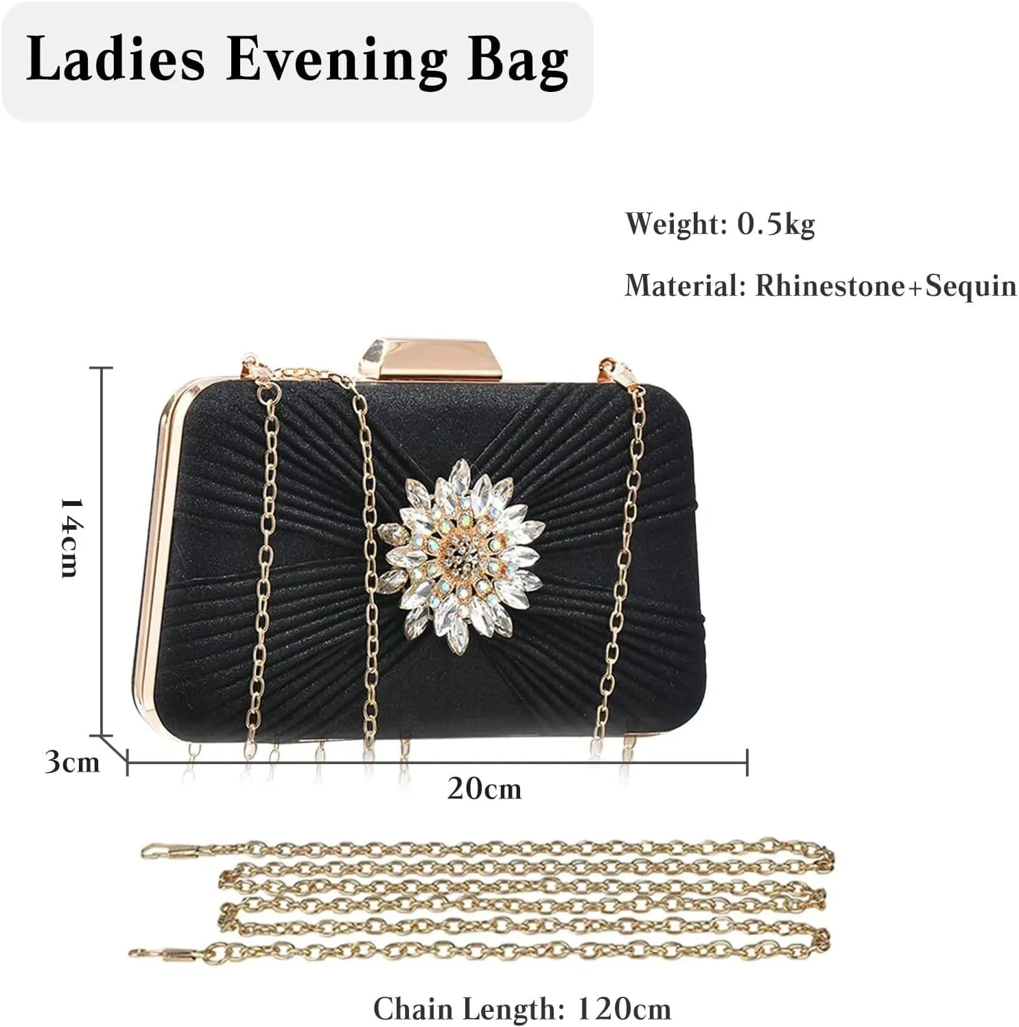 Sequin Evening Women's Sparkly Rhinestone Clutch Bridal Shoulder Crossbody Wedding Purse Glitter Crystal Elegant
