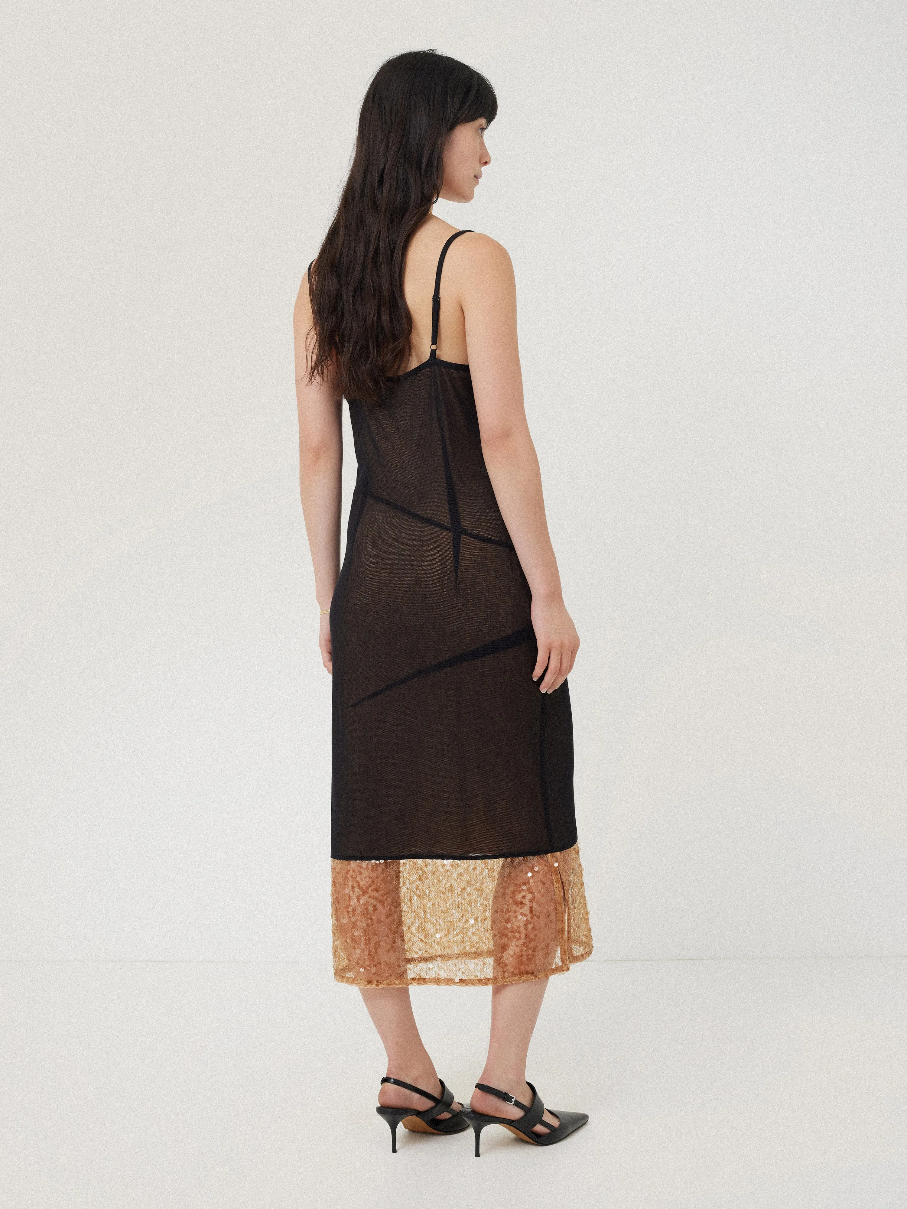 Sequin Mesh Dress | Black