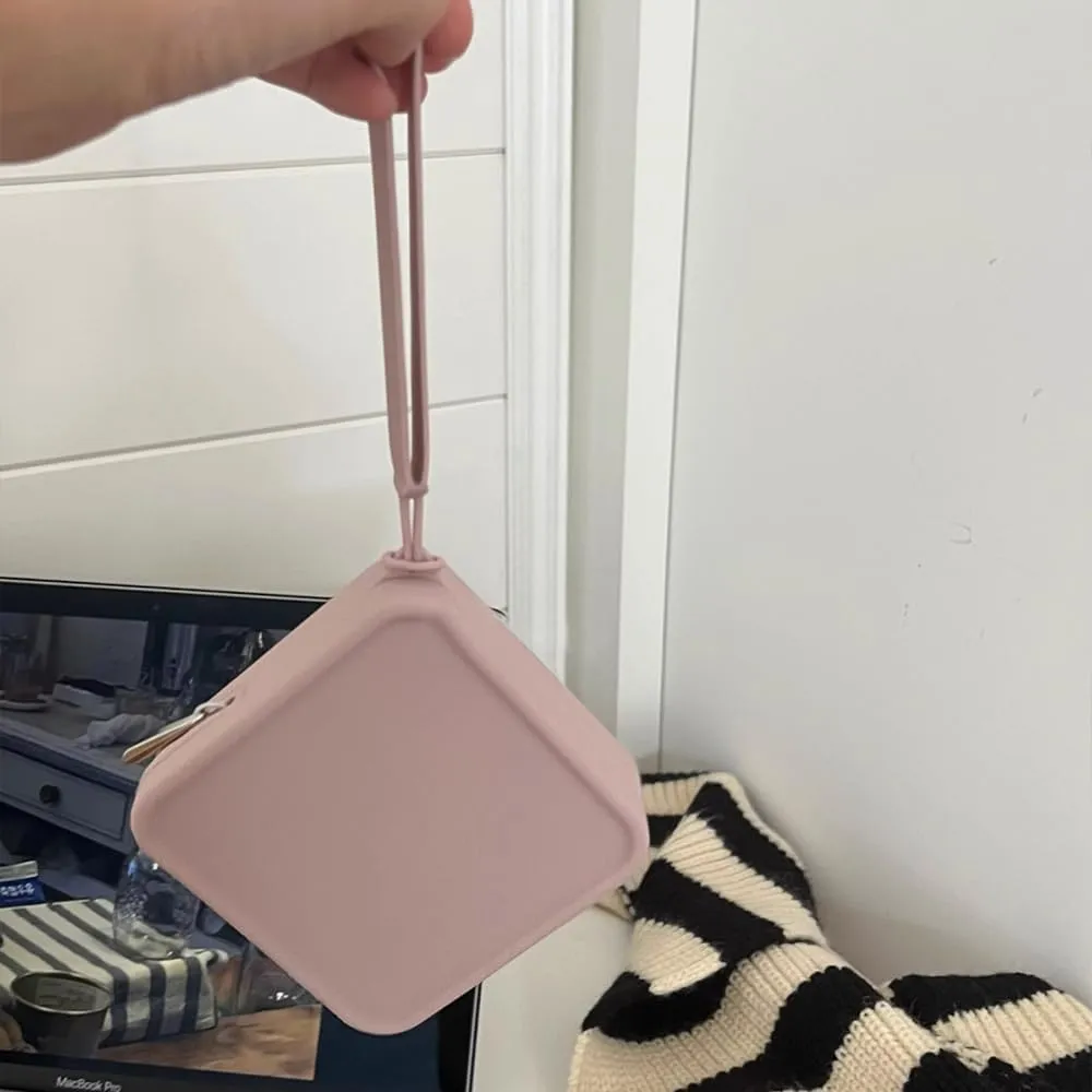 Silicone Mini Makeup Bag Pouch for Purse, Small Cosmetic Travel Bag Zipper Pouch Waterproof Cute Coin Purse Portable Makeup Storage Bag Travel Toiletry Organizers Bag for Women Girls