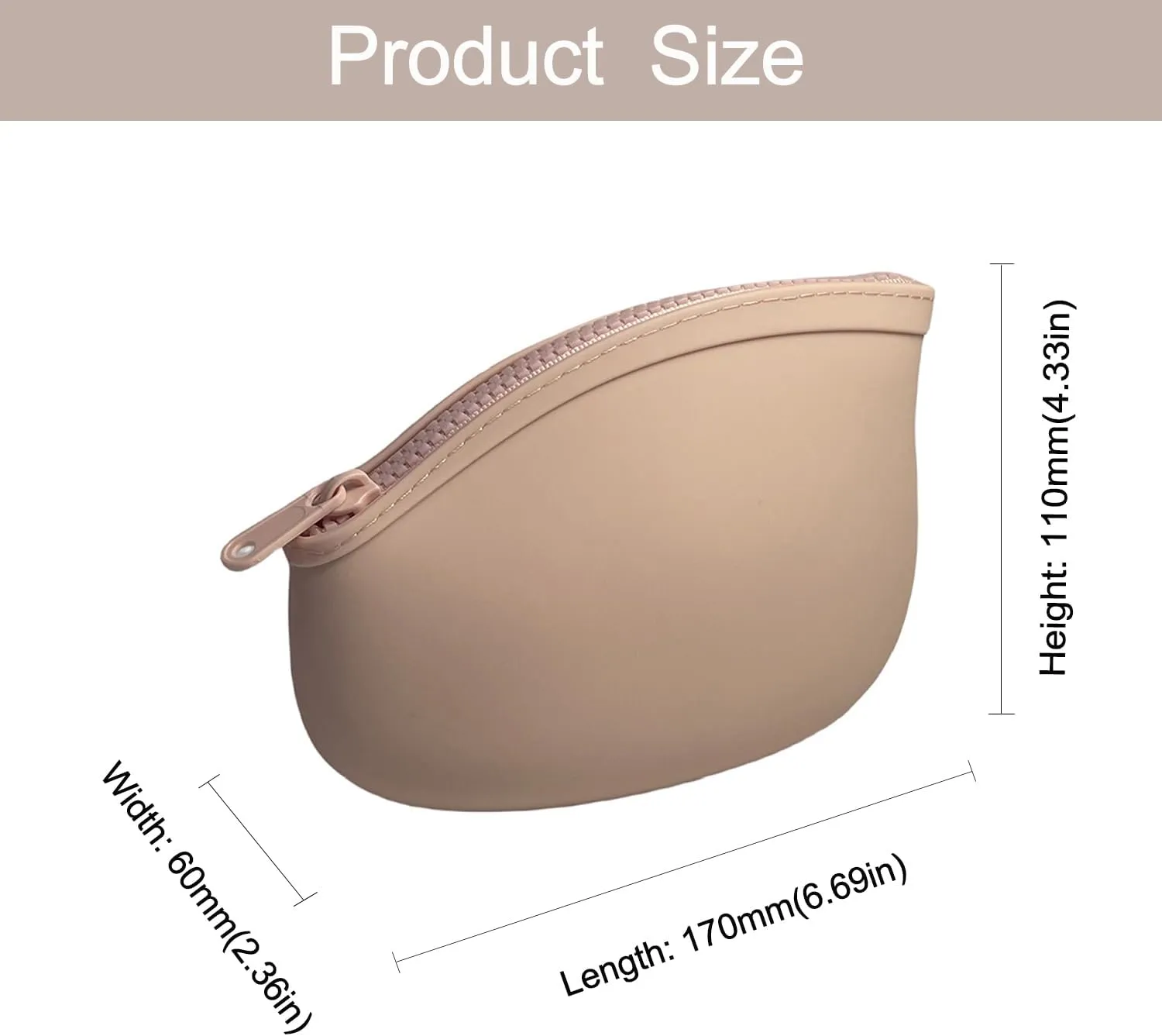 Small Makeup Bag Premium Silicone Purse Bag Multifunctional Essential Bag Zipper Pouch Water and Heat Resistant (Pink)
