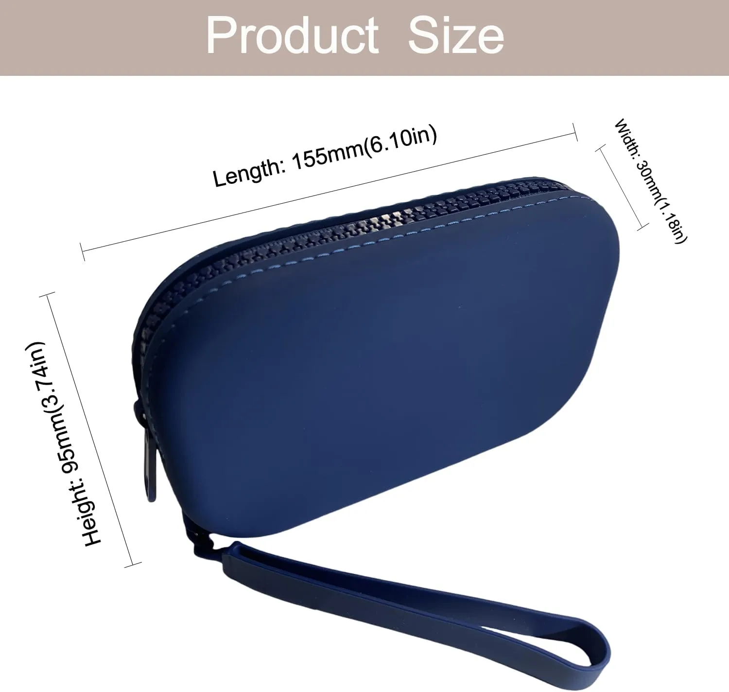 Small Silicone Multifunctional Essential Bag Portable Travel Makeup Bag for Women Men Cards Cash Bag Zipper Pouch (Dark Blue)