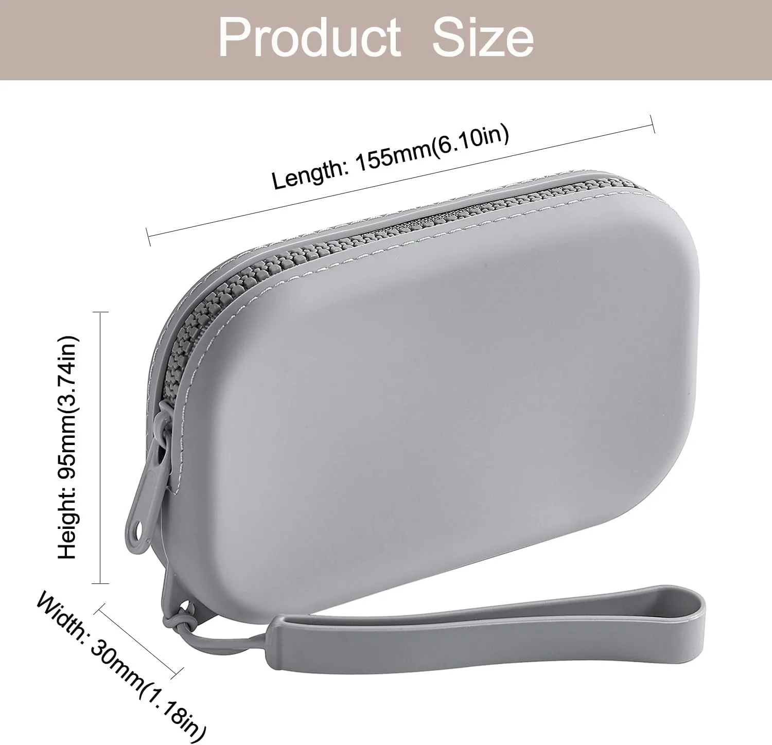 Small Silicone Multifunctional Essential Bag Portable Travel Makeup Bag for Women Men Cards Cash Bag Zipper Pouch (Dark Grey)