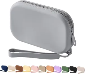 Small Silicone Multifunctional Essential Bag Portable Travel Makeup Bag for Women Men Cards Cash Bag Zipper Pouch (Dark Grey)