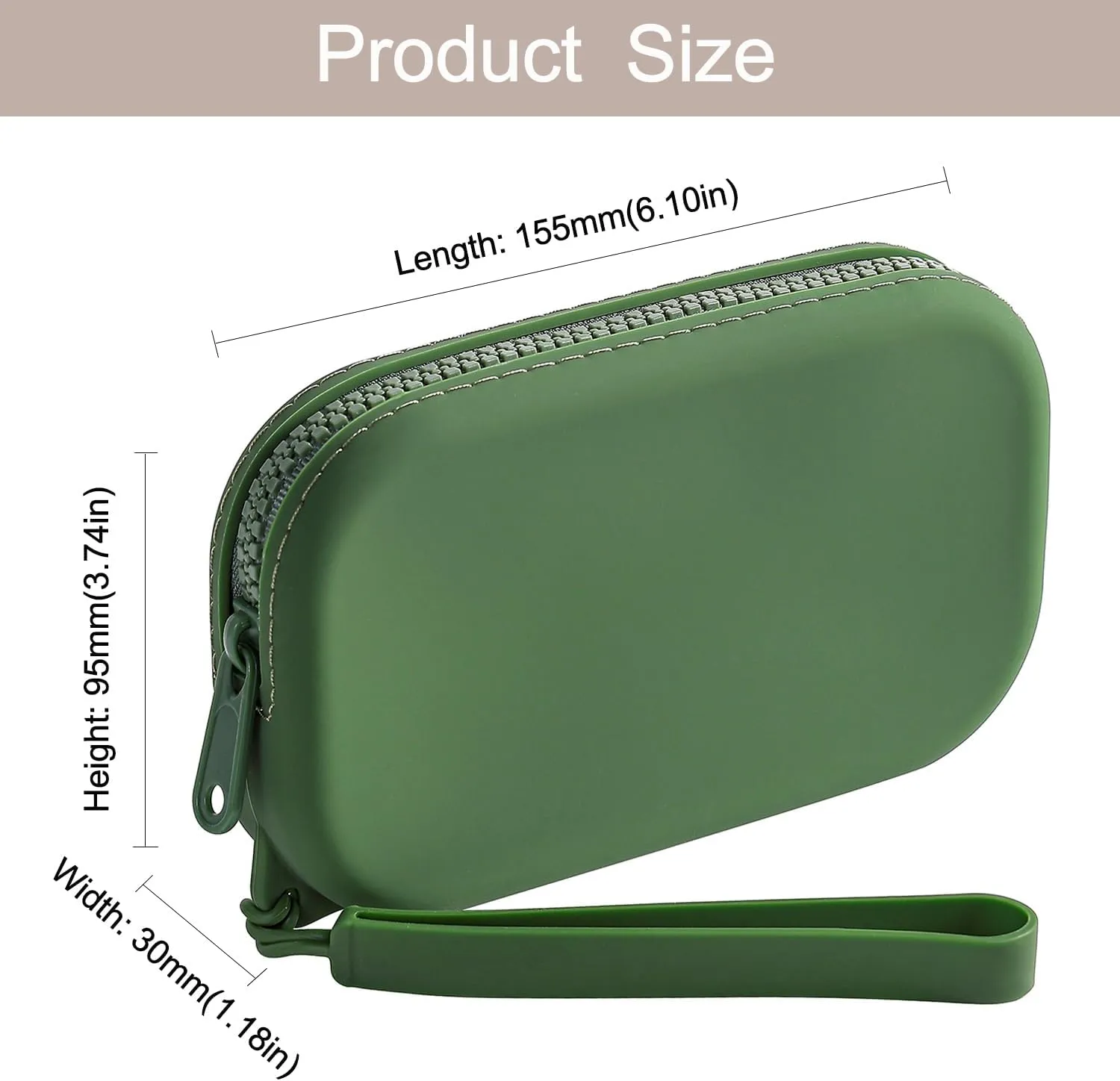 Small Silicone Multifunctional Essential Bag Portable Travel Makeup Bag for Women Men Cards Cash Bag Zipper Pouch (Green)