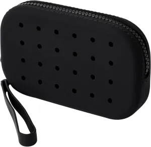 Small Silicone Multifunctional Essential Bag Zipper Pouch Portable Travel Makeup Bag for Women Men Cards Cash (Black)