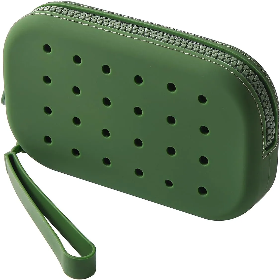 Small Silicone Multifunctional Essential Bag Zipper Pouch Portable Travel Makeup Bag for Women Men Cards Cash (Green)