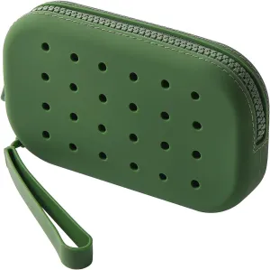 Small Silicone Multifunctional Essential Bag Zipper Pouch Portable Travel Makeup Bag for Women Men Cards Cash (Green)