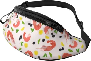 Sport Waist Bag For Men Women Delicious Shrimp Pattern Fanny Pack Casual Bum Bags Hiking Running Belt Bags