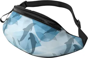 Sport Waist Bag For Men Women-Dolphin Fish Silhouette Fanny Pack-Casual Bum Bags Hiking Running Belt Bags