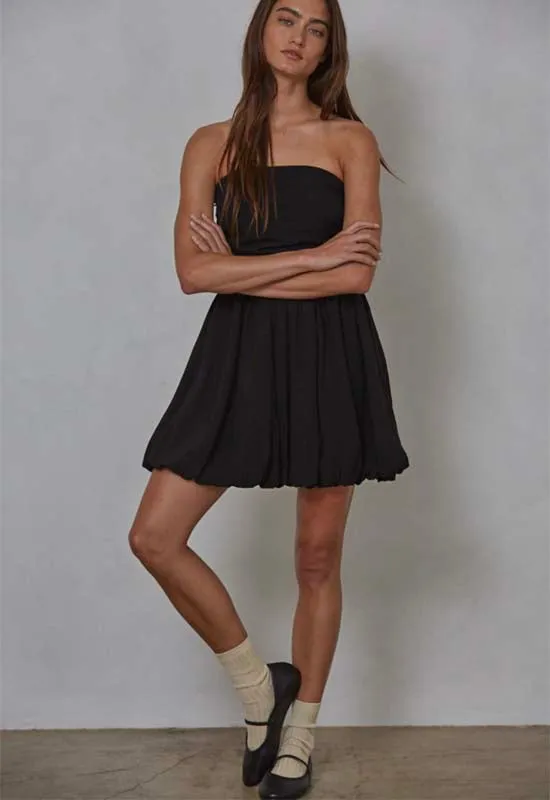 Strapless Bubble Dress - Black
