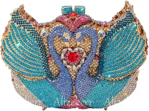 Swan Shaped Rhinestone Evening Bags Women Gorgeous Diamond Metal Clutch Purses And Handbags Wedding Party For Walks