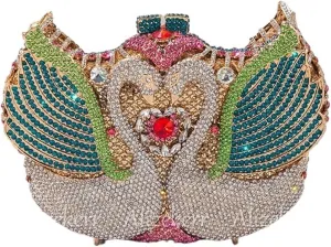 Swan Shaped Rhinestone Evening Bags Women Gorgeous Diamond Metal Clutch Purses And Handbags Wedding Party For Walks
