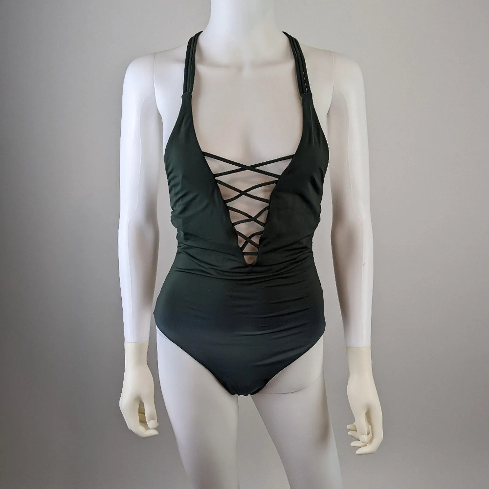 Tinibikini  Monokini Cutout Green Halter Swimsuit M