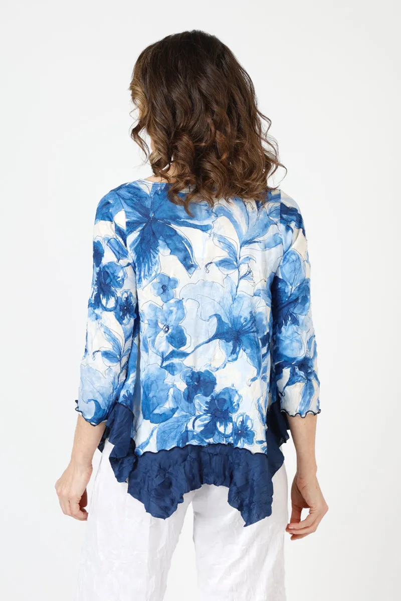 Top Ligne Crinkle Floral Print Mixed Tee