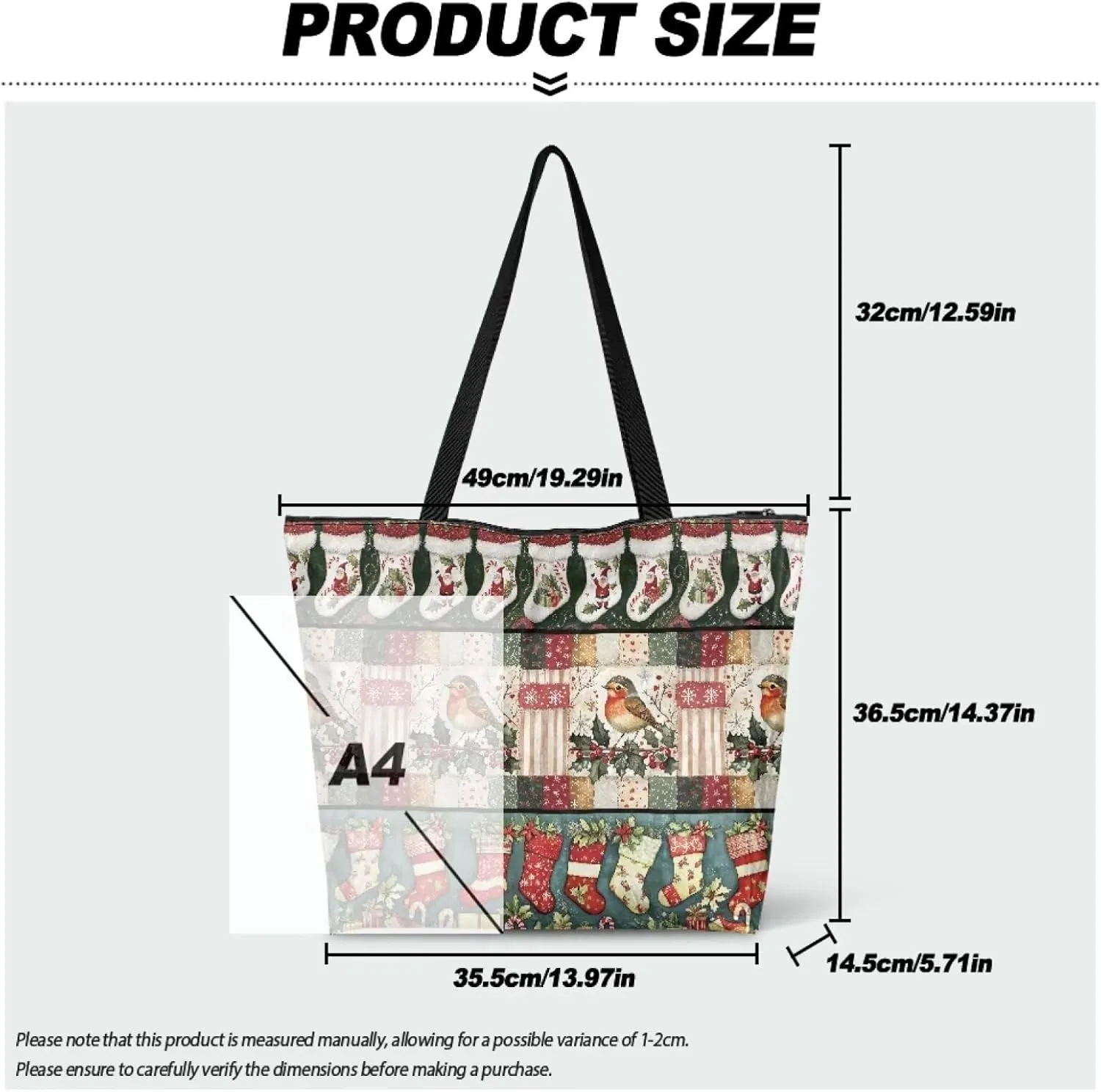 Tote Bag for Women Shoulder Bag with Zipper Large Capacity Computer Waterproof Handbag with Purse for Office Casual