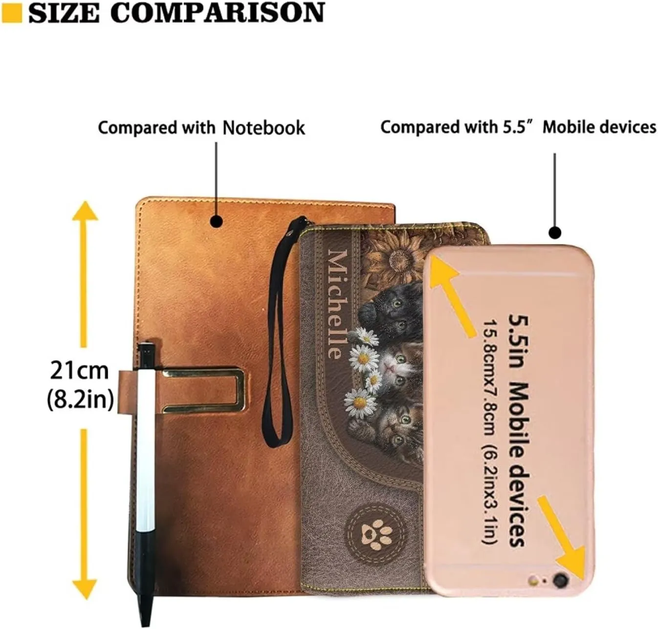 Tuoxiukan Customized Name Wallets for Women PU Leather Cat Wristlet Wallets Zip Around Phone Case Long Wallet Purse Personalized Gifts for Mom Girlfriend