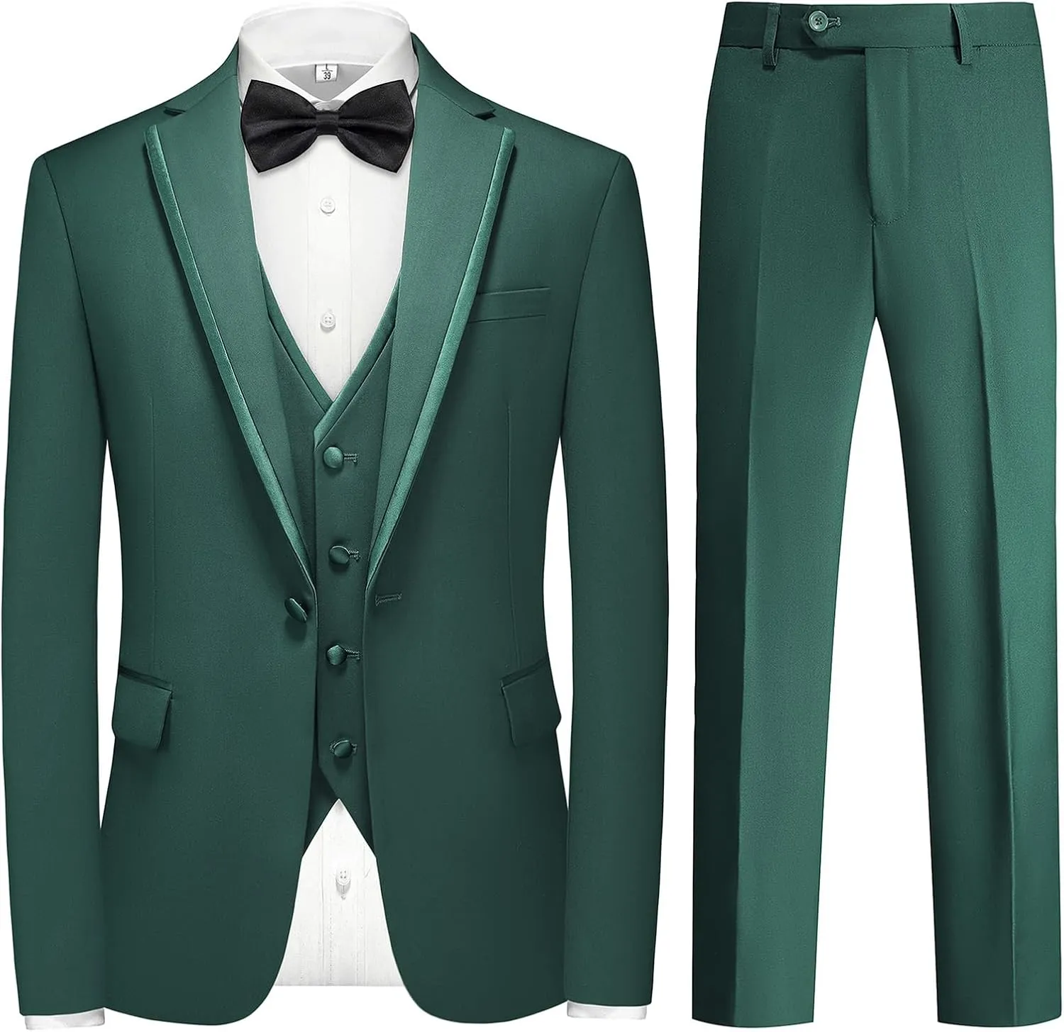 Tuxedo Suits for Men 3 Piece Regular Fit Formal Set Notch Lapel One Button Suit Jacket Pants for Wedding Casual