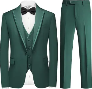 Tuxedo Suits for Men 3 Piece Regular Fit Formal Set Notch Lapel One Button Suit Jacket Pants for Wedding Casual