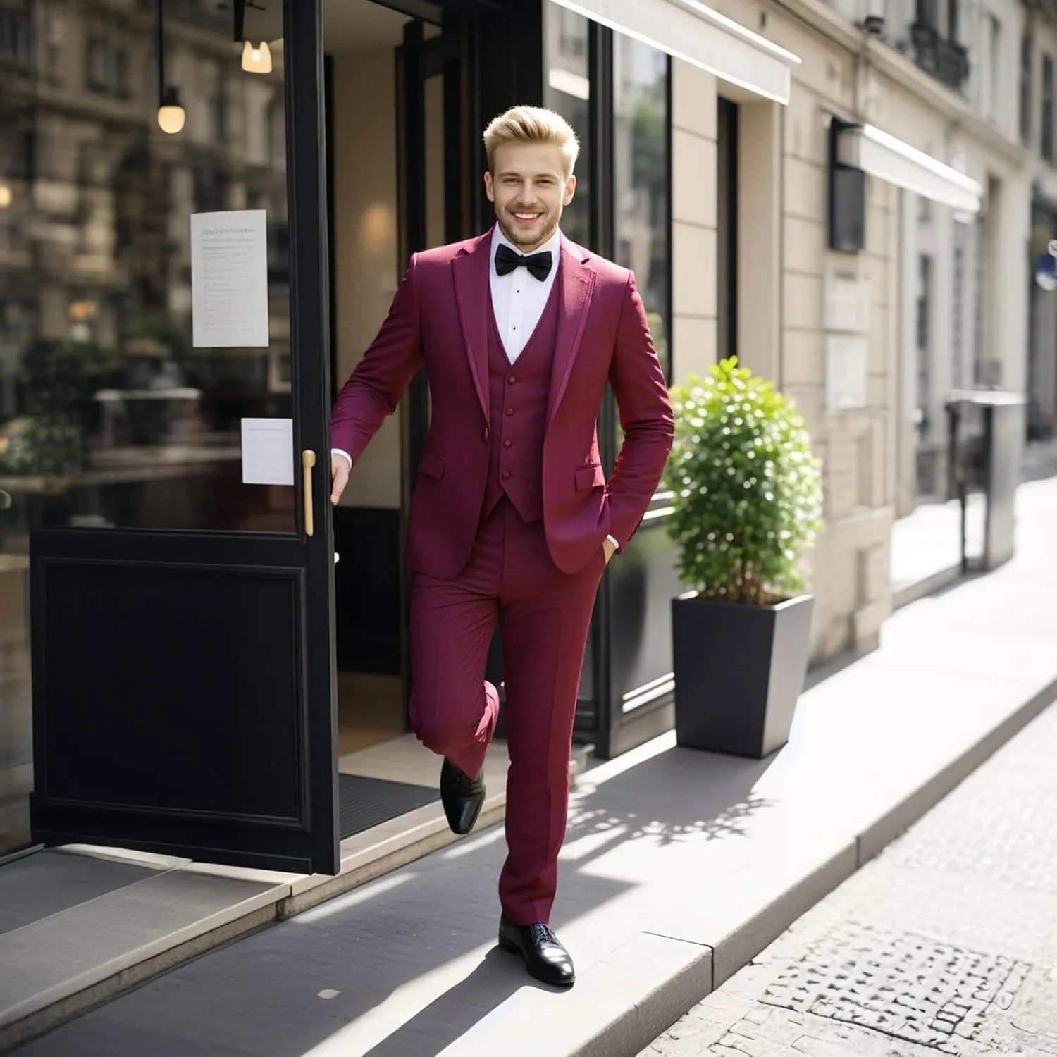 Tuxedo Suits for Men 3 Piece Regular Fit Formal Set Notch Lapel One Button Suit Jacket Pants for Wedding Casual
