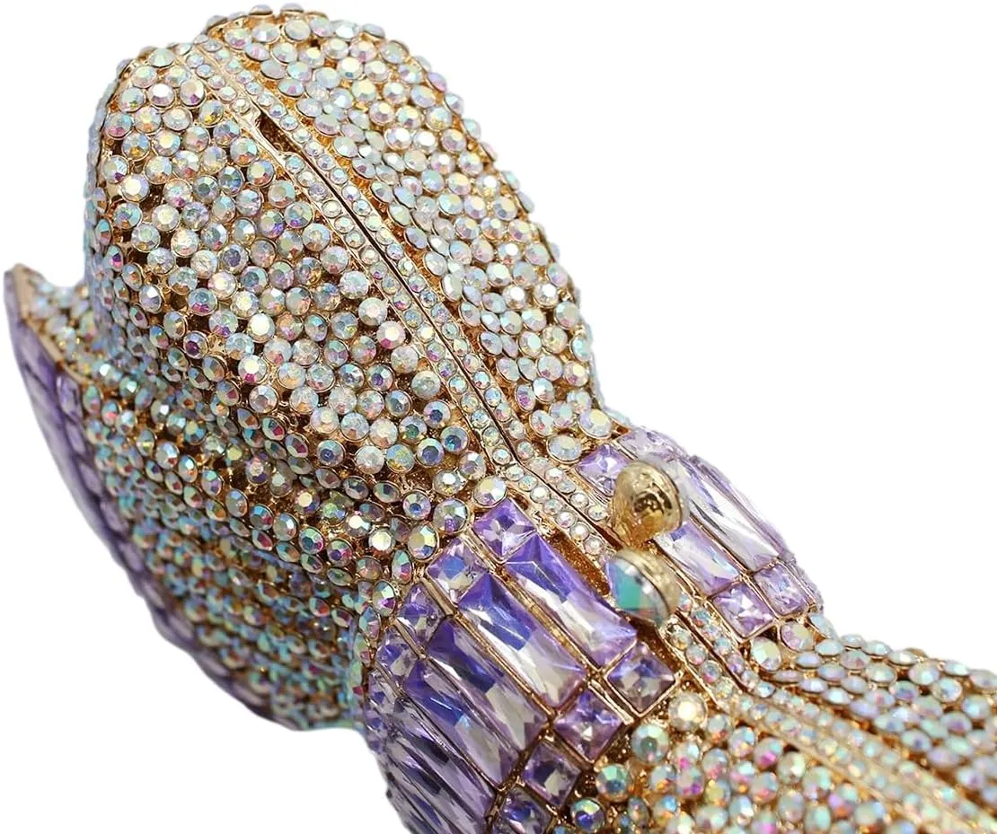 UMREN Womens Elegant Butterfly Rhinestone Evening Bags Luxury Crystal Clutch Wedding Party Cocktail Handbag Purse