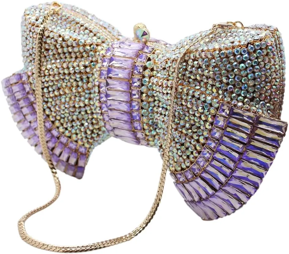 UMREN Womens Elegant Butterfly Rhinestone Evening Bags Luxury Crystal Clutch Wedding Party Cocktail Handbag Purse
