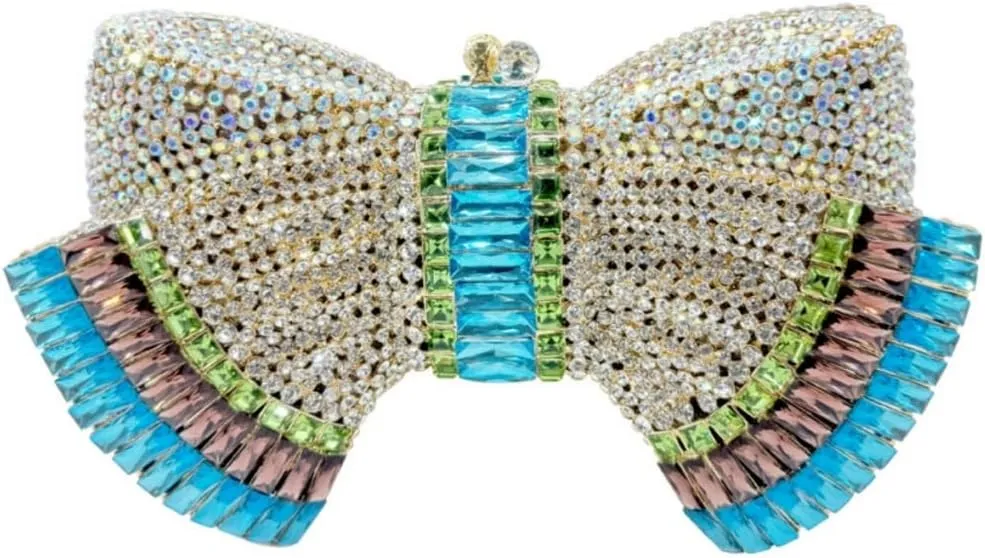 UMREN Womens Elegant Butterfly Rhinestone Evening Bags Luxury Crystal Clutch Wedding Party Cocktail Handbag Purse