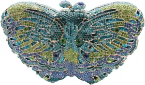 UMREN Womens Elegant Butterfly Rhinestone Evening Bags Luxury Crystal Clutch Wedding Party Cocktail Handbag Purse