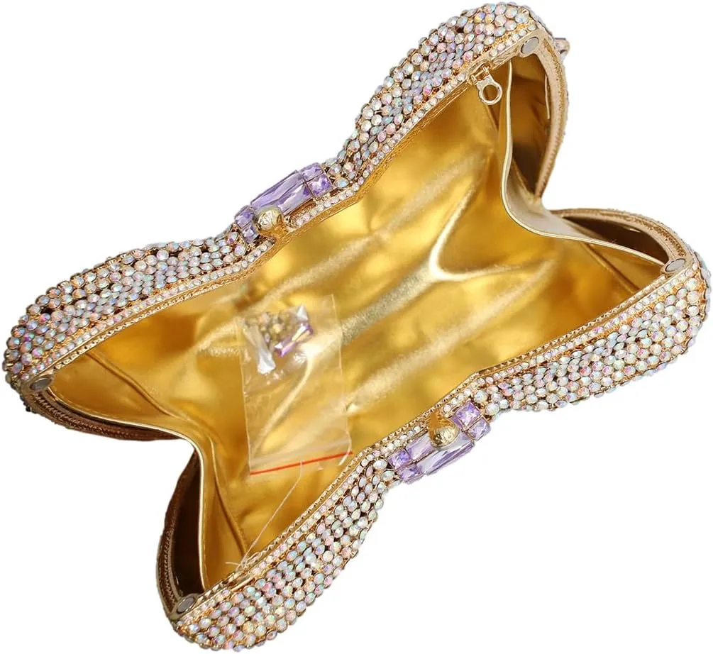 UMREN Womens Elegant Butterfly Rhinestone Evening Bags Luxury Crystal Clutch Wedding Party Cocktail Handbag Purse
