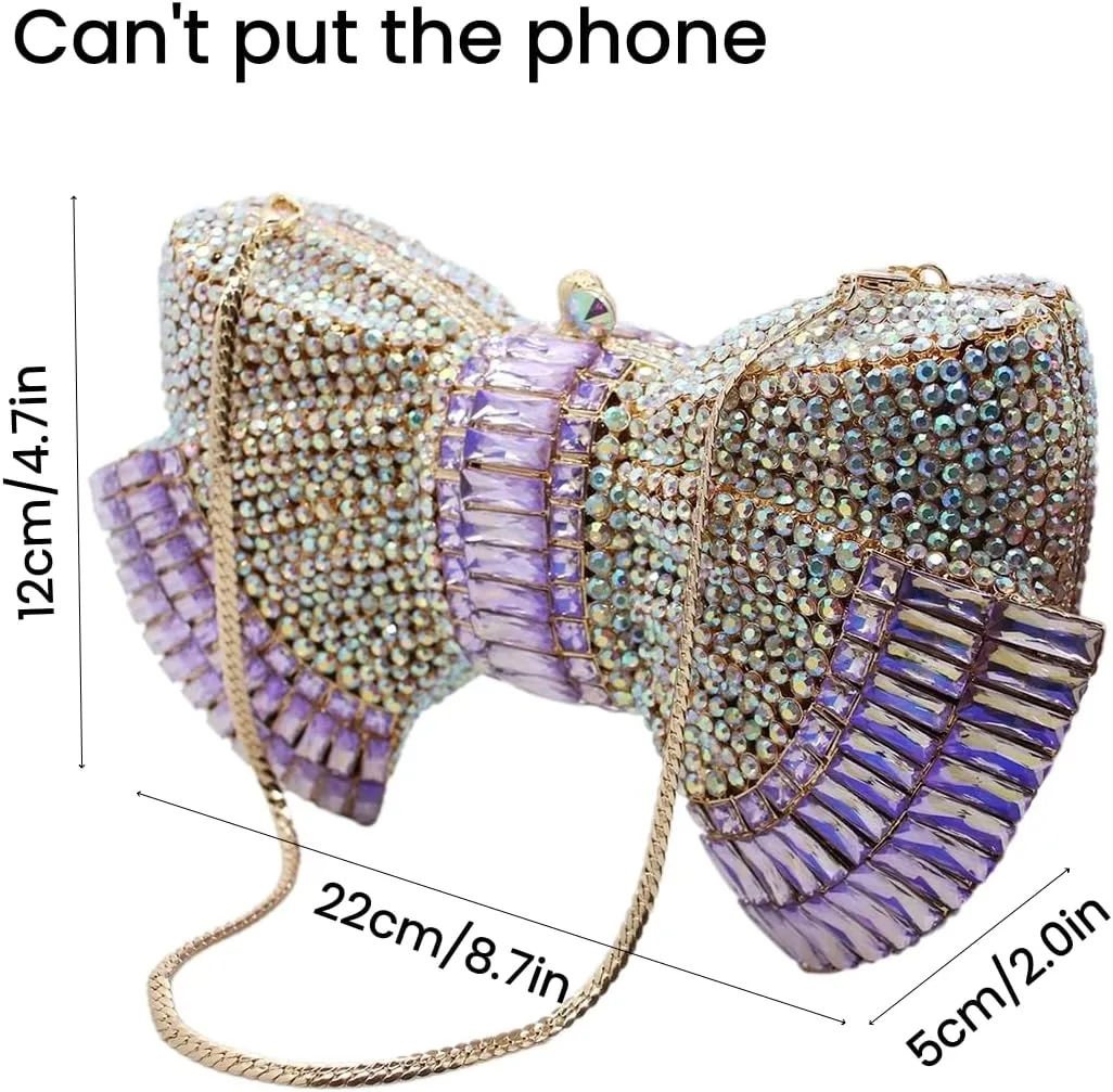 UMREN Womens Elegant Butterfly Rhinestone Evening Bags Luxury Crystal Clutch Wedding Party Cocktail Handbag Purse