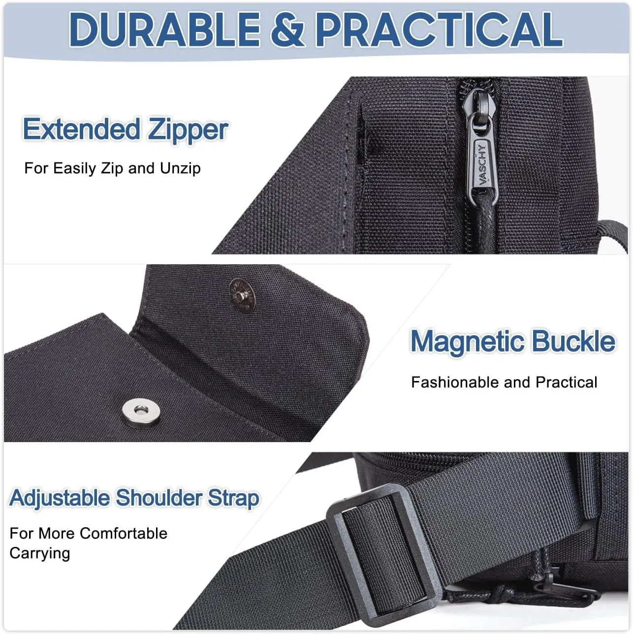 VASCHY Small Messenger Bag, Lightweight Casual Crossbody Sling Shoulder Side Bag for Men Women for Work/Travel/Daily
