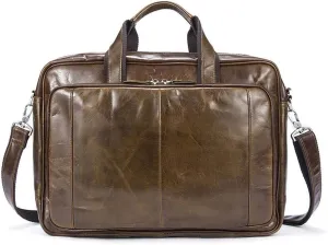 Vegetable Brown Large Double Zip Briefcase