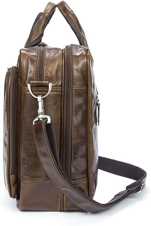 Vegetable Brown Large Double Zip Briefcase