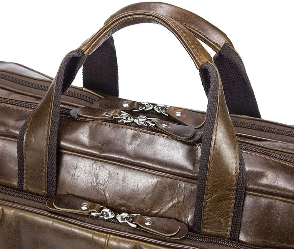 Vegetable Brown Large Double Zip Briefcase