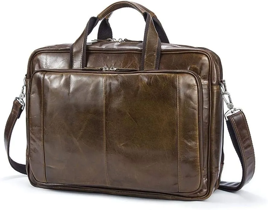 Vegetable Brown Large Double Zip Briefcase