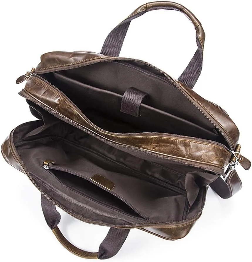 Vegetable Brown Large Double Zip Briefcase