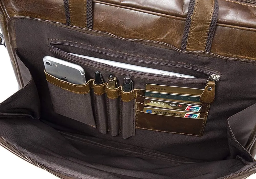 Vegetable Brown Large Double Zip Briefcase