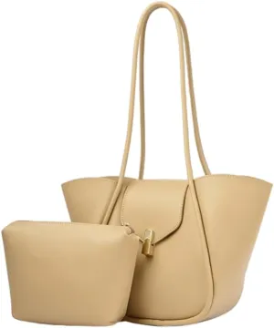 Vintage Bucket Bags for Women Elegant Shoulder Bag with a Small Purse Large Commuter Tote Soft Leather Hobo Bags for Women