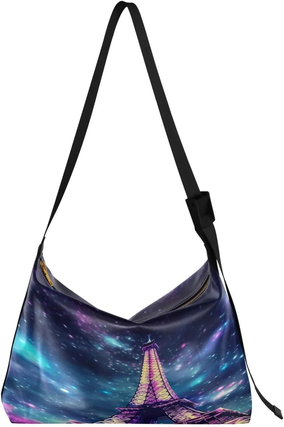 Vintage Dreamy Paris Eiffel Tower Tote Bag for Women Large Hobo Bags Leather Crossbody Bags Womens Shoulder Bags with Adjustable Strap for Women Men