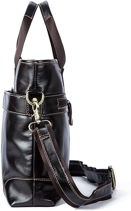 Vintage Leather Briefcase Laptop Messenger Bag BookBag Daypack