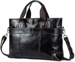 Vintage Leather Briefcase Laptop Messenger Bag BookBag Daypack